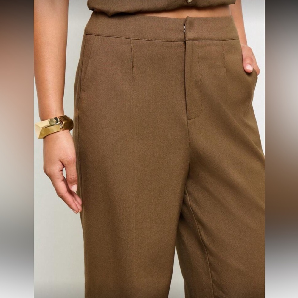 Tan khaki wide leg trouser pants - Picture 4 of 5